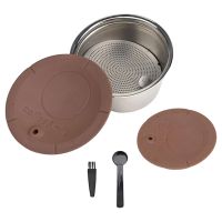 【YF】 Cápsulas Espresso Reutilizáveis Escova de Café Fácil Limpeza Conjunto Colher Copo Filtros para Máquina Doméstica Escritório 40ml