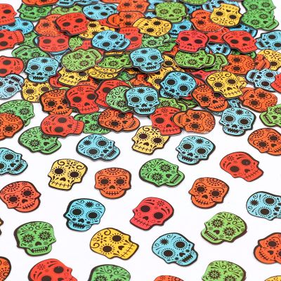 JOLLYBOOM 200 Pack Day Of The Dead Confetti, Dia De Los Muertos Sugar Skull Party ตกแต่งตารางสองด้านสำหรับ Day Of The Dead และ Halloween Party Supplies