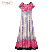 iCONiC PINK PASLEY MAXI DRESS #5856 ชุดเดรสยาว ผ้ายืด สีชมพู อก30-34" เอว29"-34" สะโพก38-42" ยาว57" แขนยาว6" เดรสชายทะเล เดนสออกงาน เดรสแฟชั่น เดรสไฮโซ เดรสผ้านิ่ม