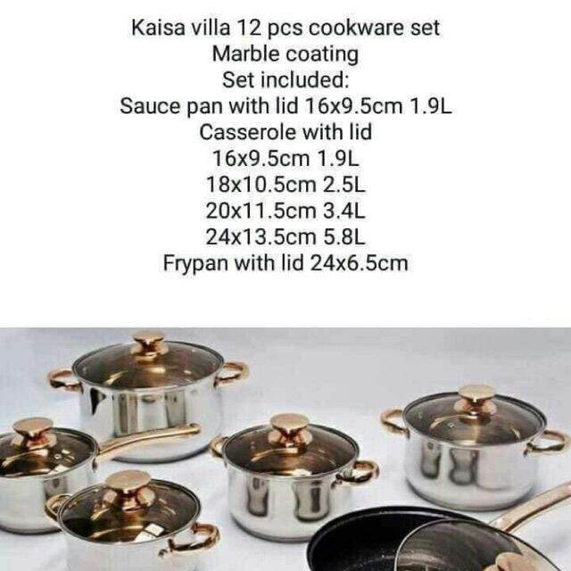 Kaisa villa 12pcs High end Cookware set Lazada PH