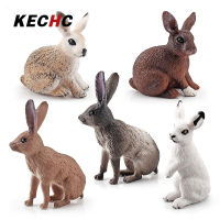 KECHc ฟิกเกอร์ท่าทางสัตว์ป่าจำลองขนาด5ชิ้นของเล่นเพื่อการศึกษารูปปั้นกระต่ายขนาดเล็กเหมือนจริงสำหรับเป็นของขวัญ