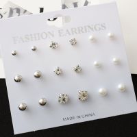【YP】 1 Set Fashion Round Gold Color Stud Earrings Simulated Earring Jewelry
