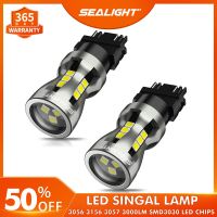 SEALIGHT 2ชิ้น3157 LED หลอดไฟรถไฟเบรก8วัตต์6000พัน3000LM ความสว่างสูง3056 3156 3057 LED ย้อนกลับหางเลี้ยวแสง