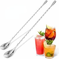 Long Handle Stainless Steel Mixing Spoon Spiral Pattern Cocktail 12 Inches Bartender Shaker Spoon Kitchen Bar ware