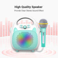 Ka ra oke Machine Rechargeable Portable Speaker with Microphone BT/Memory Card/USB Connectivity Lights for Boys Girls