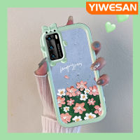 YIWESAN เคสสำหรับ Huawei P40 P40 Pro,น้ำมันเคสลายดอกไม้พิมพ์รูปโบว์เคสนิ่มกันกระแทกทนต่อการขัดถูเคสโทรศัพท์โปร่งใสเคสป้องกันเลนส์กล้องถ่ายรูปซิลิกาเจลป้องกันการตก