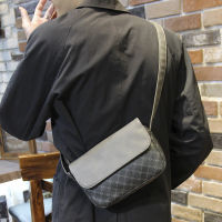 Fashion Man Messenger Bags Plaid Men Bags Shoulder Crossbody Leather Sling Bag For Male Black Single Shoulder Sling Backpack