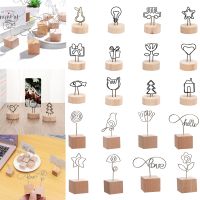 ∋☬ 1PC New Creative Round Wooden Note Picture Frame Clip Table Number Wedding Photo Holder Photo Clip Memo Name Card Pendant Holder