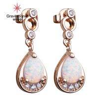 Gravitational Wave Women Bling Rhinestone ฝัง Faux Opal Droplet จี้ต่างหูสตั๊ดเครื่องประดับ