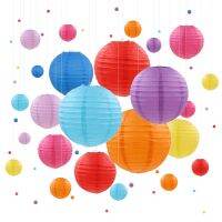 【hot】✘ 24pcs Colorful Paper Lanterns 4-14 Wedding Decorations Hanging Chinese Lampion Birthday