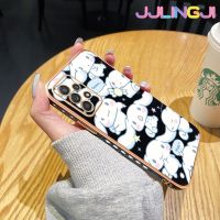 Jlingji เคสโทรศัพท์ปลอกสำหรับ Samsung Galaxy A52 4G A52 5G A52s 5G ลายเต็มหน้าจอ Cinnamoroll เคสโทรศัพท์ซิลิโคนชุบดีไซน์ใหม่ด้านข้างฝาปิดเลนส์เต็มรูปแบบกล้องกล่องกันกระแทกป้องกันซอฟต์เคส