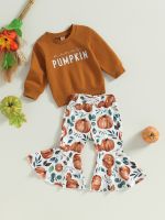 Adorable Toddler Halloween Costume Set with Pumpkin Print Sweatshirt and Flare Pants - Perfect Baby Girl Outfit for  by Hs2023