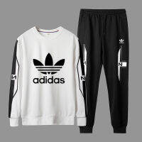 [M-8XL] Adidase∮ เสื้อสเวตเตอร์คอกลมผู้ชาย + Joggers &amp; Sweatpants ชุดสองชิ้นชุดลำลอง Oversize