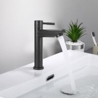 Household Bathroom Stainless Steel Black Basin Faucet Single Cold Water Tap Male Thread G1/2in Widen Waterfall Type Sink Faucet