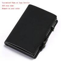 （Layor wallet）  BISI GOROName Card Holder LeatherMenBlocking Aluminium BoxMultifunction SlimCase Card Holder