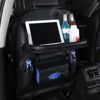 Car Backseat Organizer with Tablet Holder Storage Pockets PU Car Storage Organizer with Foldable Table Tray Seat Back