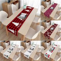 【cw】 Popular Christmas Snowflakes Red Elk Tree Snowman Printed Bed Table Runner Flag Cloth Cover Tablecloth Christmas Decorations