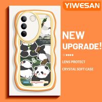 YIWESAN เคสสำหรับ Vivo V27 Pro 5G V27E 5G S16 Pro 5G S16E 5G เคสการ์ตูนแพนด้าน่ารักลายคลื่นกันกระแทกแบบใสเคสมือถือนิ่มเคสโปร่งใสลายกล้องถ่ายรูปฝาครอบป้องกันซิลิกาเจลที่สร้างสรรค์