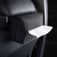 กล่องใส่กระดาษทิชชู่ในรถยนต์ Nappa Leather Car Center Console Armrest Armrest Napkin Box Sun Visor Backseat Tissue Case with Fix Strap-UIYRA MALL