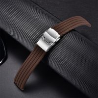 Tire Pattern Silicone Watchbands Folding Clasp Waterproof Soft Rubber Replacement Watch Strap  18mm 20mm 22mm 24mm Straps