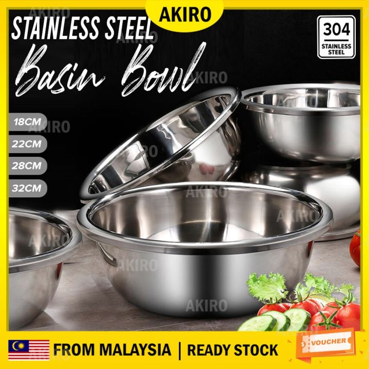 304 Stainless Steel Bowls Set Basin Kitchen Thicken Salad Mixing