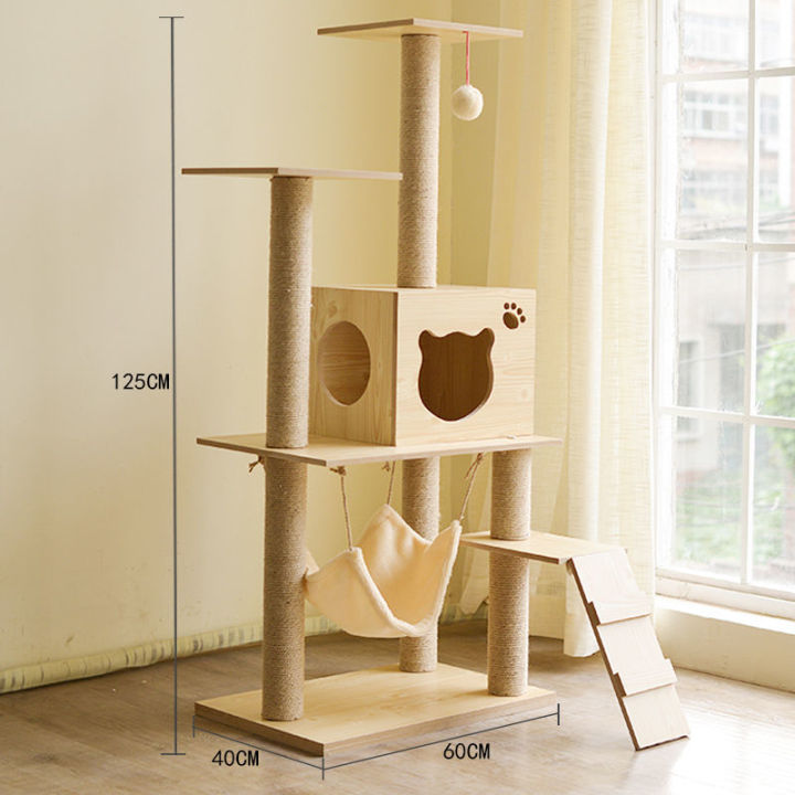 cat-tree-wood-คอนโดแมวถูกๆ-คอนโดแมวโต-คอนโดแมว-คอนโดแมวไม้-อุปกรณ์บ้านแมว-คอนโดแมวใหญ่-บ้านแมว-ของเล่นแมว-เสาข่วนแมว-คอนโดแมวมีหลุม-cat-tree