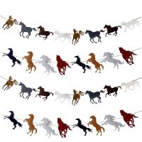 Horse Garland Banner Horse Racing Streamer Horse Party Garland for Horse Racing Birthday Wedding Party Decoration Banners Streamers Confetti