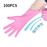 100PCS Disposable Nitrile Gloves Allergy Free Protect Safety Hand Gloves for Work Kitchen Dishwashing Mechanic Pink White Gloves