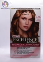 ครีมเปลี่ยนสีผม LOREAL PARIS EXCELLENCE No.6.35 (บลอนด์เข้มประกายทองเหลือบมะฮอกกานี)(Light Amber)