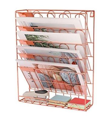 【Fast Delivery】New Superbpag Hanging File Organizer, 6 Tier Wall Mount Document Letter Tray File Organizer, Rose Gold