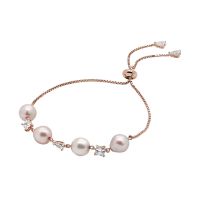 A.CEMI Fancy Pera Pearl Bracelet สร้อยข้อมือมุกแท้ สร้อยข้อมือมุกแท้ ข้อมือเงินแท้ ชุบทอง 18K โรสโกลว์