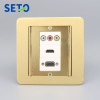 SeTo Concealed Type Floor Socket Audio RCA AV + VGA + HDMI Connector Wall Plate Waterproof Socket Keystone Floor Receptacle