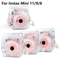 ใสสีฟ้าชมพูม่วงดูดพีวีซีเกราะป้องกันกรณีกระเป๋าสำหรับ Fujifilm Instax Mini 98กล้องที่มีสายคล้องไหล่