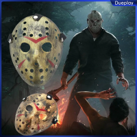 Dueplay ภาพยนตร์ฮอกกี้หน้ากากเจสัน Voorhees วันศุกร์ที่13หน้ากากคอสเพลย์ปาร์ตี้หน้ากากฮาโลวีนน่ากลัวสยองขวัญสำหรับผู้ใหญ่ผู้ชายของขวัญวันฮาโลวีน