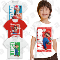 * YAYA * 2023เสื้อยืดเกม Nintendo ลายภาพยนตร์ Super Mario Bros ลายการ์ตูนเสื้อเด็กเกมส์ที่ได้เคลื่อนไหวปาร์ตี้แขนสั้น