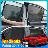 สำหรับ Fabia 2015-2019แม่เหล็กรถหน้าต่างม่านบังแดดโล่ด้านหน้ากระจกด้านหลังด้านข้างม่านสีอาทิตย์ Visor