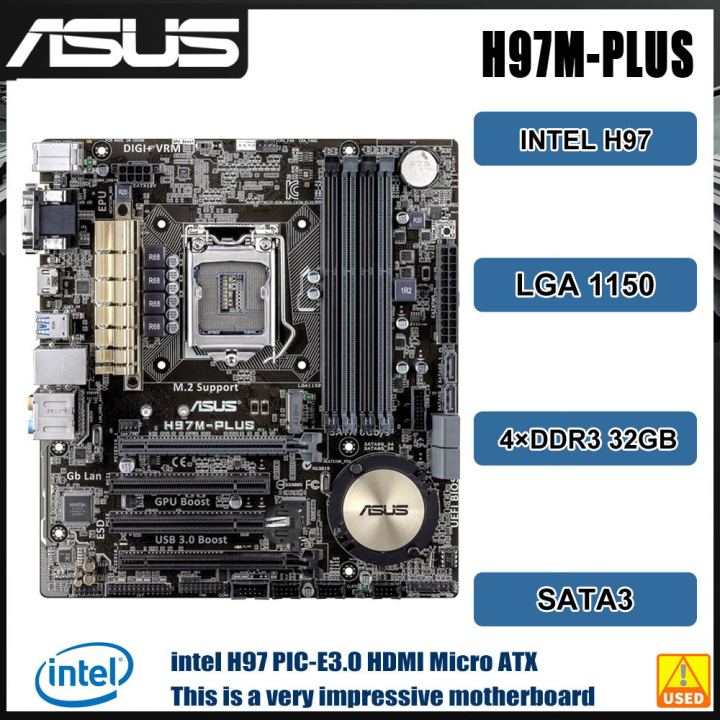 1150เมนบอร์ดอินเทล-h97-asus-เมนบอร์ด-h97m-plus-4-ddr3-32gb-usb3-0-pci-e-3-0-m-2-hdmi-dvi-micro-atx-สำหรับ-core-i7-i5-i3-cpu