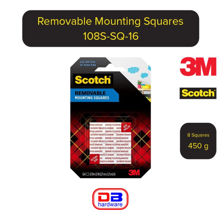 3M Scotch Removable Mounting Squares 108S-SQ-16 | Lazada