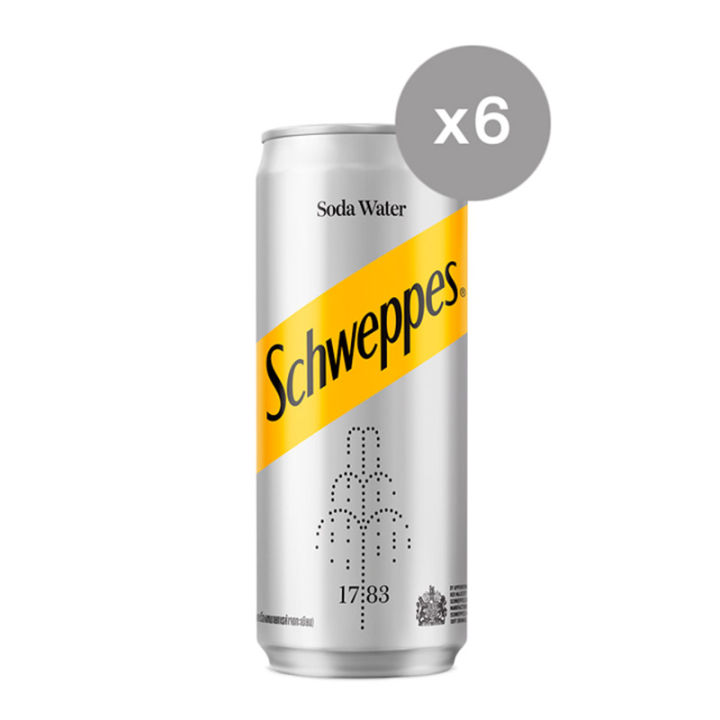 สินค้ามาใหม่-ชเวปส์-น้ำโซดา-330-มล-x-6-กระป๋อง-schweppes-soda-water-330-ml-x-6-cans-ล็อตใหม่มาล่าสุด-สินค้าสด-มีเก็บเงินปลายทาง