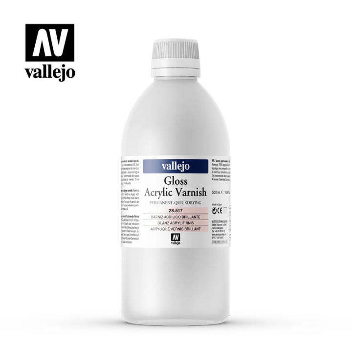 VALLEJO Acrylic Varnish / Polyurethane 500 ml (Gloss, Matte, Satin