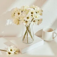 24 Heads Silk Artificial Flower Daisies White Fake Flowers Wedding Car Table Party Gifts Bouquet christmas DIY luxury home Decor