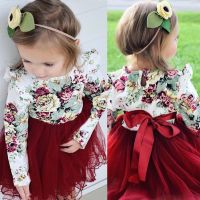 Newborn Clothing Fashion Infant Baby Girls Long Sleeve Floral Tulle Tutu Skirts