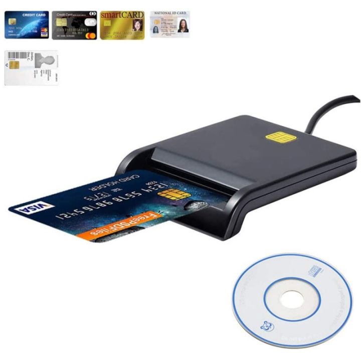 multi-function-id-card-reader-black-smart-tax-return-bank-id-card-reader-ซิมการ์ดศัพท์-smart-chip-reader-ไฟ-led