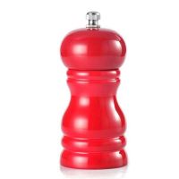 2X Wood Salt and Pepper Grinder Set Manual Pepper Salt Mill Shaker, Solid Wood with Adjustable Coarseness Red