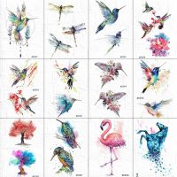 【hot】❈☃  Watercolor Flash Temporary Hummingbird Birds Tatoos Fake Painting Tattoos Sticker