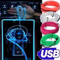 แถบไฟภายในรถยูนิเวอร์ซัล USB แบบไฟ LED สำหรับตกแต่งแผงหน้าปัดแผงหน้าปัดแผงโคมไฟแวดล้อม1/3M