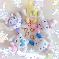 Cartoon Sanrio Plush Toys Keychain Kawaii Ornaments Cute Pink Cinnamoroll Kuromi My Melody Anime Peluche Diagonal Bag Keychains