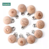 Bopoobo 5pcs Metal Wooden Baby Pacifier Clips Holders Printing Infant Soother Clasps Holders Accessories DIY Tool Baby Teether Clips Pins Tacks