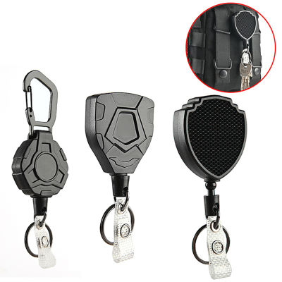 Sporty Pull Badge Reel Ski Pass Keychain ID Card Key Ring Elastic Metal Easy-to-pull Buckle Rope