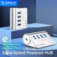 ORICO Aluminum 10Gbps 4/7 Ports USB 3.2 HUB Powered PD60W Charger Usb C Splitter With Power Adapter for MacBook PC Accessories